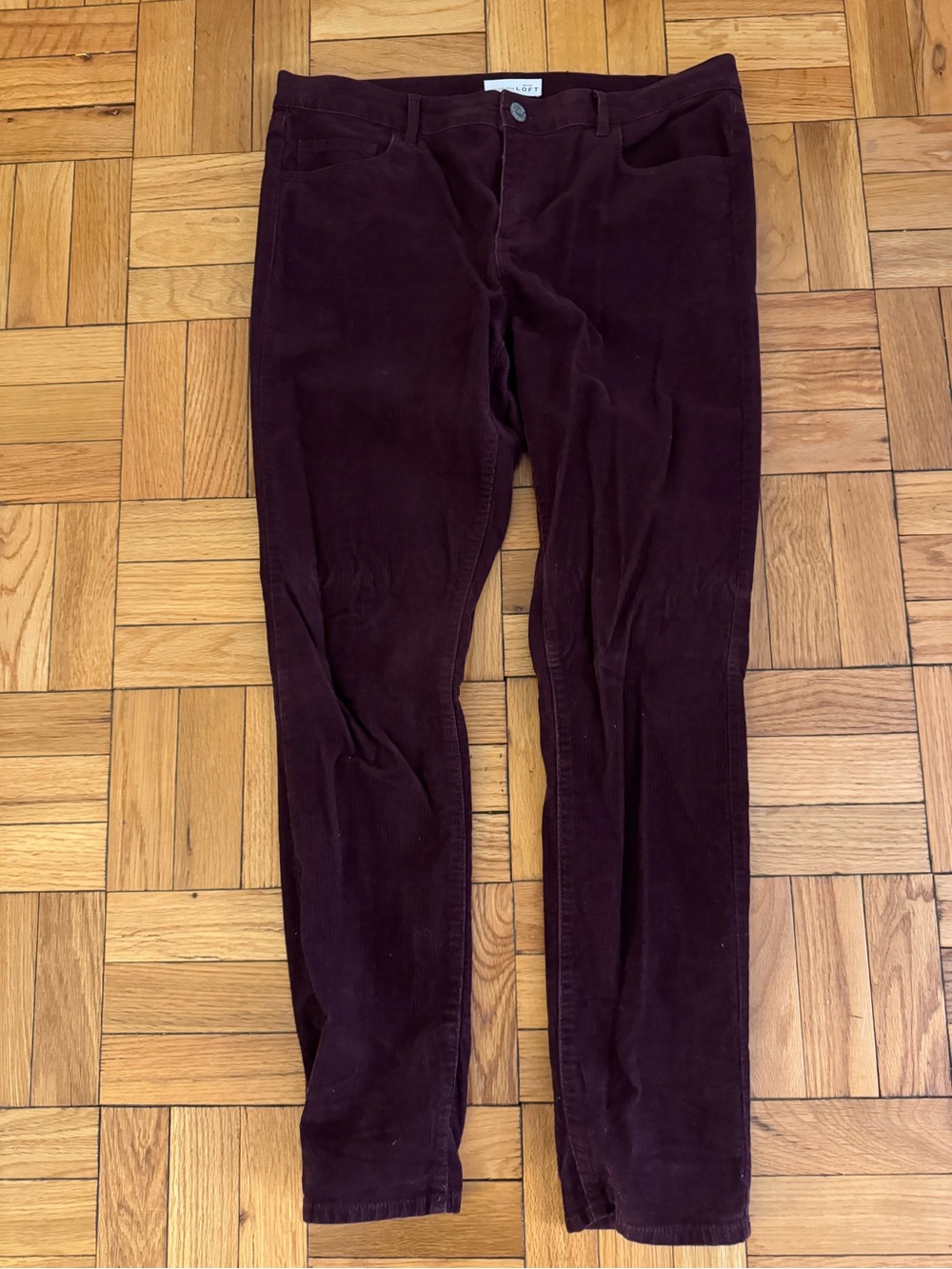Loft Dark Burgundy Corduroy Skinny Pants